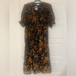 Black Burnout Velvet Floral Dress